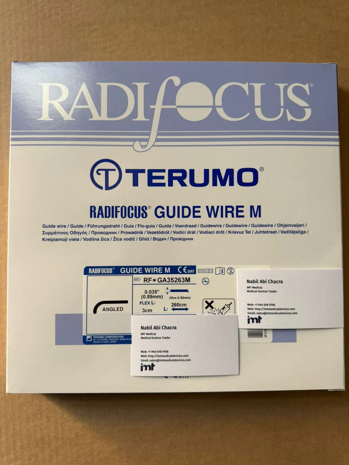 Terumo Radifocus Guide Wire M RF*GA35263M 0.035 in x 260 cm Angled Hydrophilic Guidewire