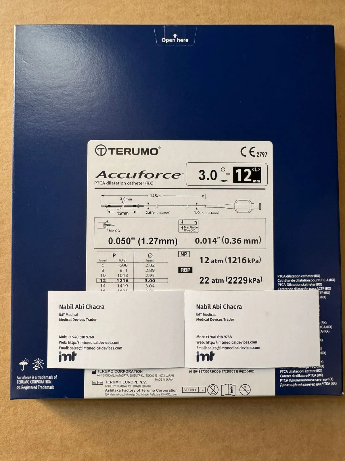Terumo Accuforce PTCA Balloon Catheter Non-Compliant Coronary Dilatation Balloon