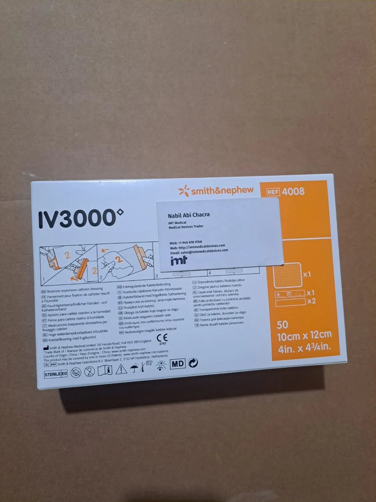 Smith & Nephew IV3000 4008 Transparent IV Dressing 10cm x 12cm