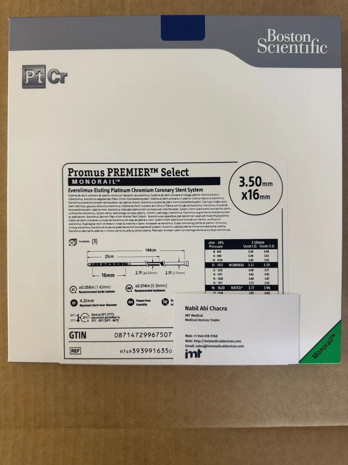 Boston Scientific PROMUS PREMIER Select Coronary Stent Everolimus-Eluting PtCr Stent System