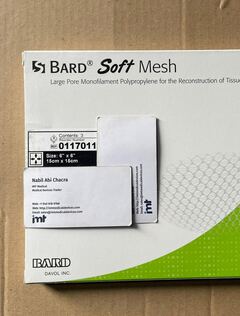 Bard 0117011 Soft Mesh 6 x 6 in Sterile Polypropylene Hernia Repair Mesh