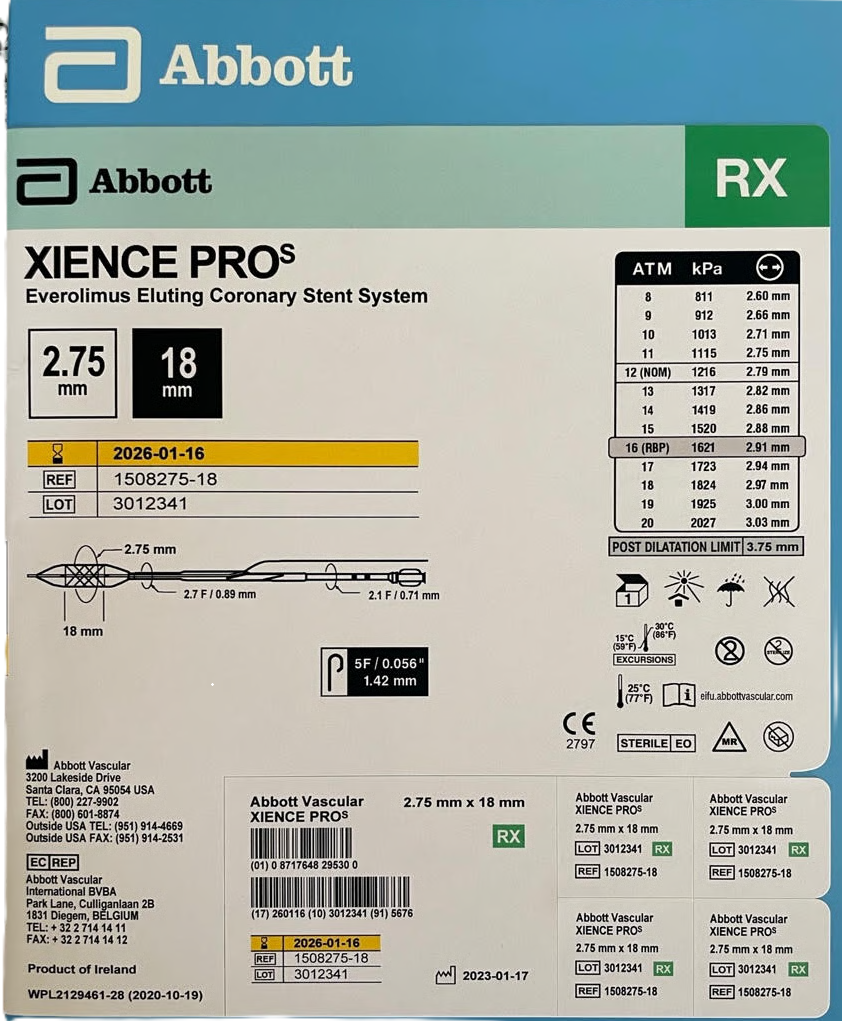 Coronary Stent Abbott XIENCE Pro S Everolimus Eluting 
